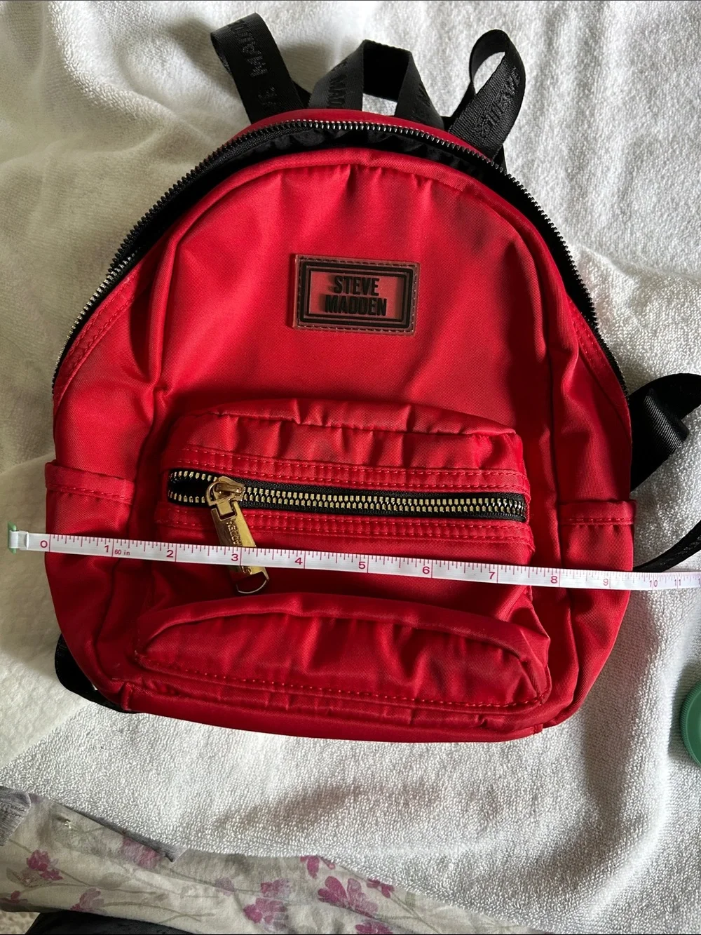 Steve Madden Red Mini Backpack with Black Strap